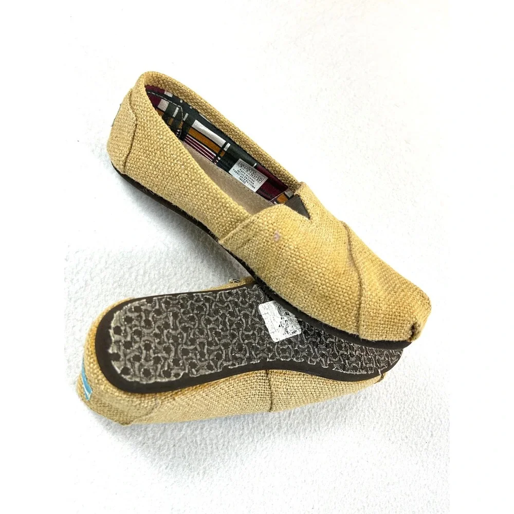 TOMS Alpargata Slip On Women Size 6 Yellow Burlap Classic Casual Comfort Shoes